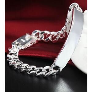 925 Stamped Sterling Silver 10MM Bracelet Curb Chain clasp Fold-Over Clasp 8”